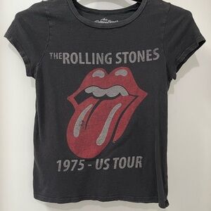 VGUC The Rolling Stones Women’s/Kids 1975 - US Tour Tee - Charcoal and Red - S